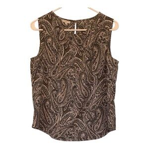 Talbots Paisley Sleeveless Blouse - Black and Blush Vtg